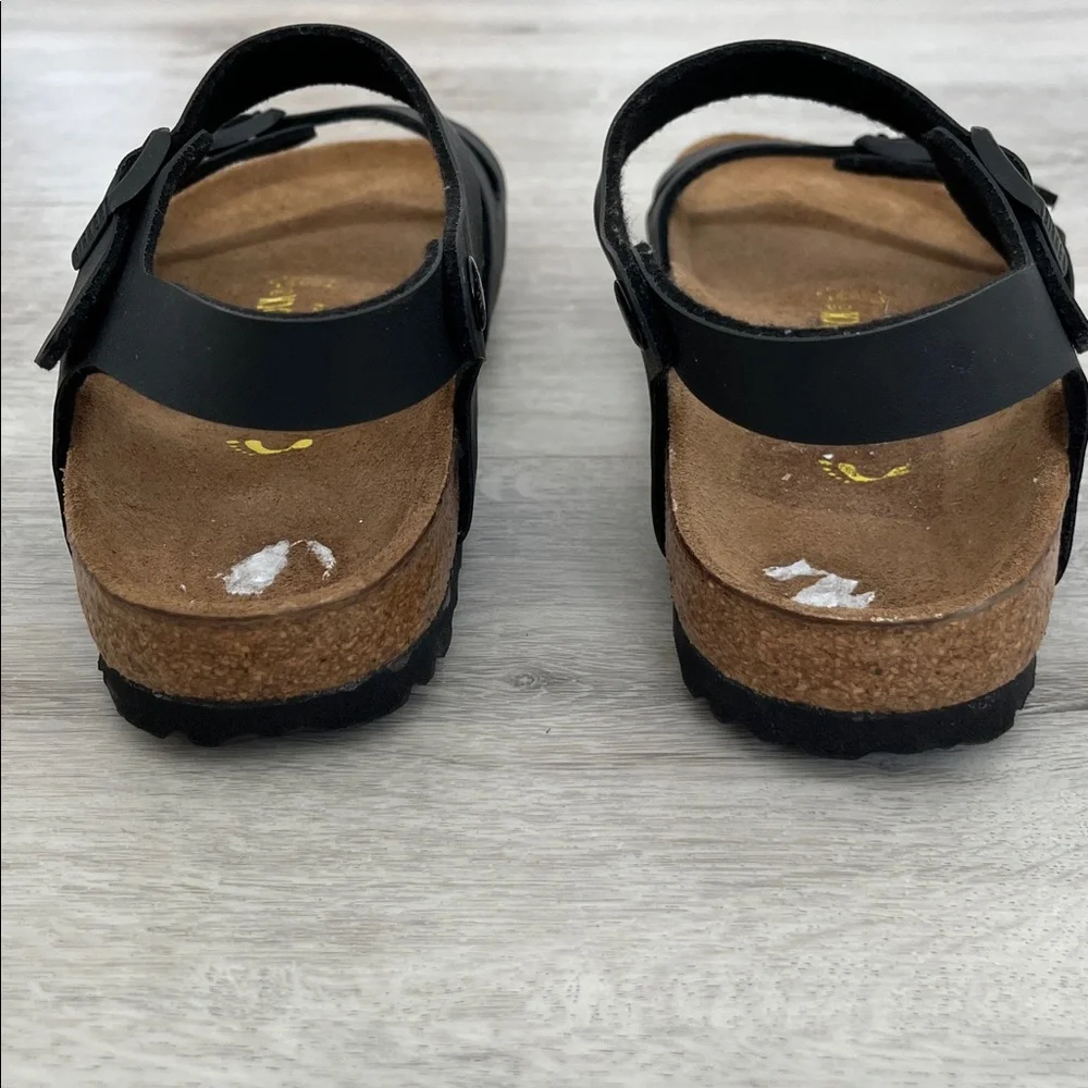 Birkenstock Black Leather Rio Birko Flor Sandals Shoes Arch Support NEW Wmns‎ 40 - Picture 9 of 10